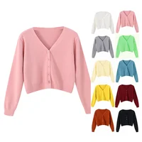 Pink Cardigan Womens Long Sleeve Cropped Green Sweater Fashion Knitted Female Clothing Solf V-neck Tops 2023 Coat All Season