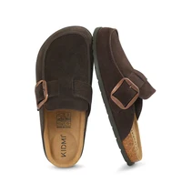 Mules en daim véritable Litfun pour femmes, sandales à semelle en liège, mules en cuir avec mousse à mémoire de forme confortable et boucle réglable 3