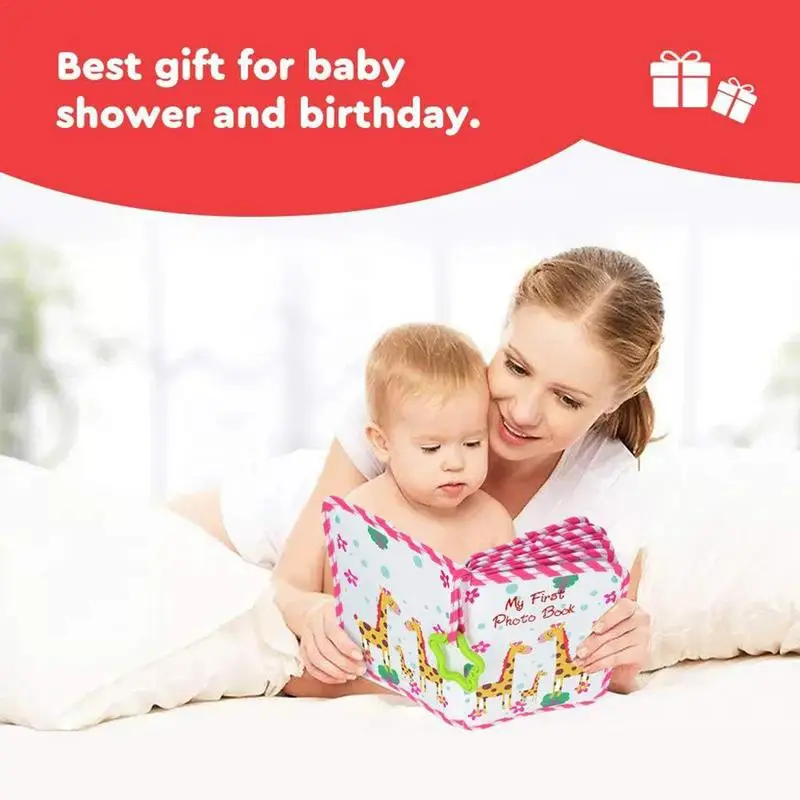 Baby Soft Cloth Album First Year Family Memory Album With Cartoon Giraffe Photo Collector Gift Set For Family Memory Baby Shower
