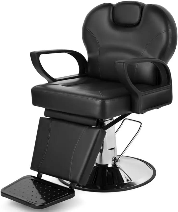 Artist Hand Barber Chair for Salon, Adjustable Height and Reclining, PVC Artificial Leather Seat, Metal Base, Black sketch book 200 pages leather looking cover total two spiral bound artist sketch pad 100 sheets durable acid free paper book