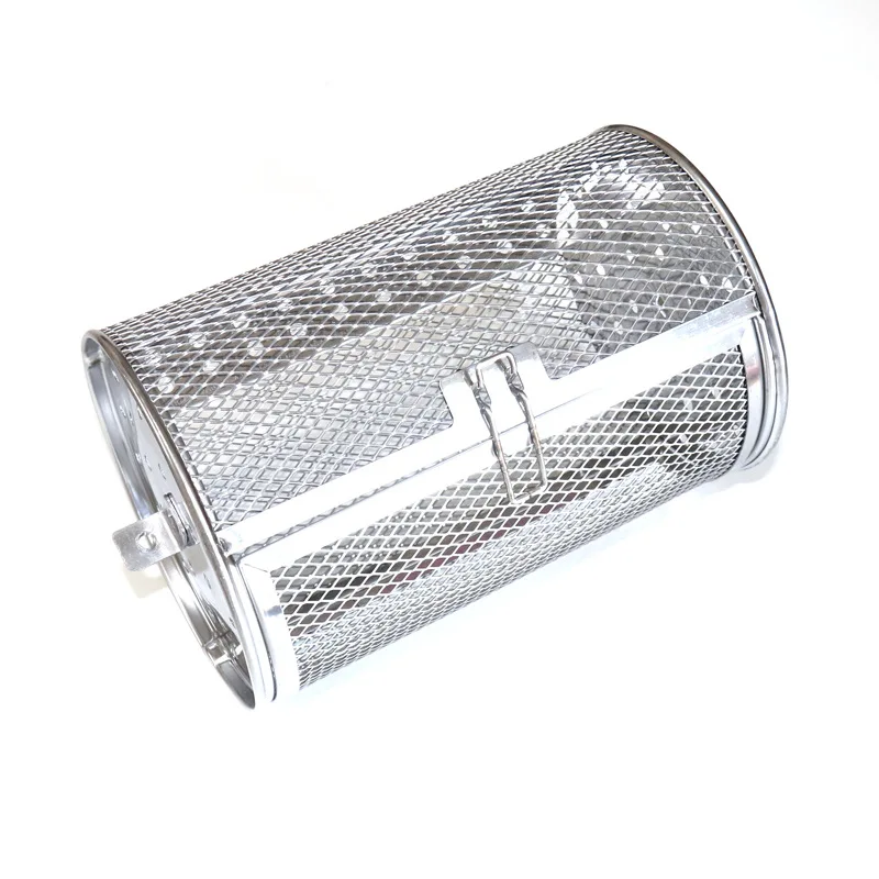 BBQ Drum Chili Roaster Drum Oven Mesh Stainless Steel Mesh Cylindrical Grilling French Fries Baskets grill oven accessories