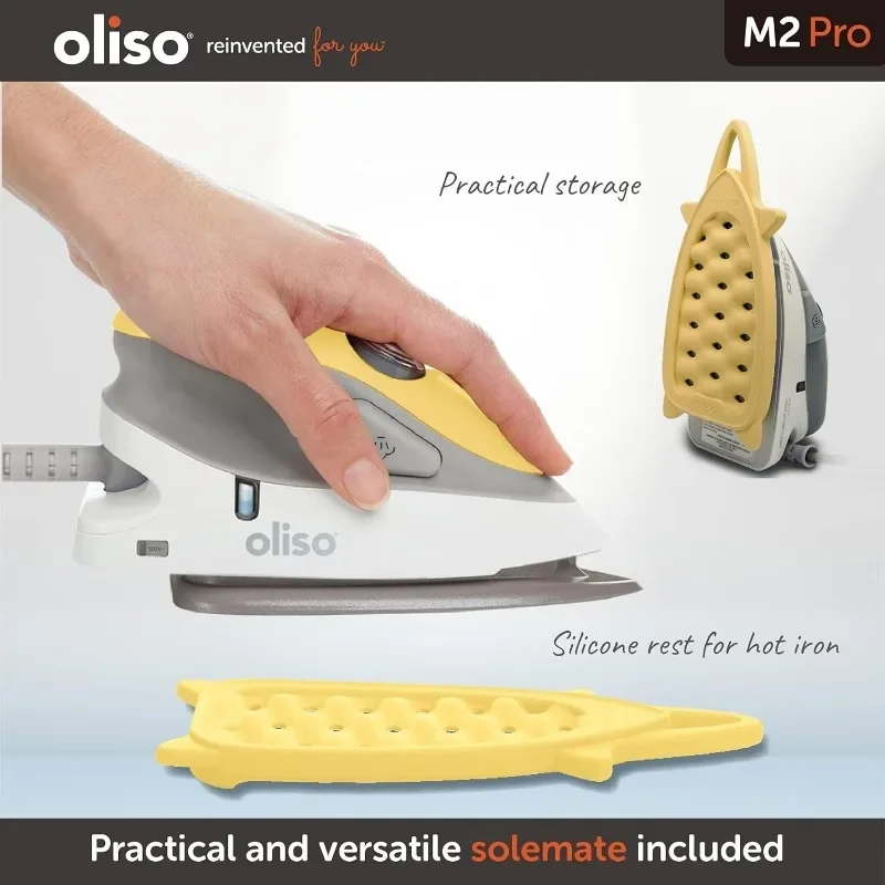 Oliso M2 Mini Project Steam Iron with Solemate - for Sewing, Quilting, Crafting, and Travel | 1000 Watt Dual Voltage Ceramic 3