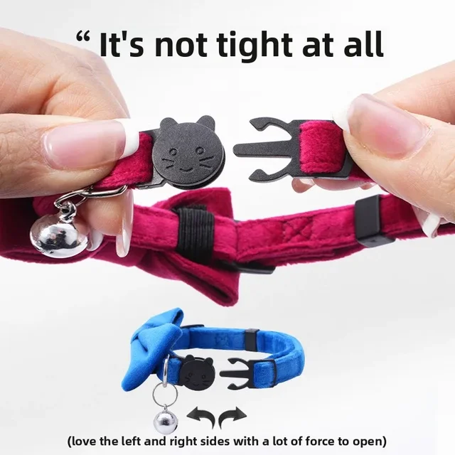 New Bowknot Pet Collar, Cat Collar, Safety Buckle, Cat Bell, Anti-suffocation Collar, Puppy Collar 2