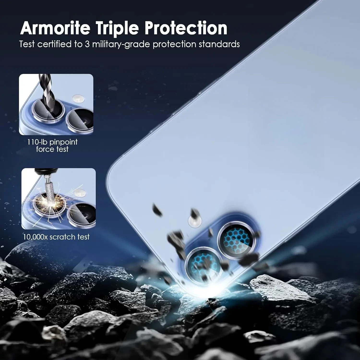 Premium Aluminum Alloy Camera Lens Protector with HD Tempered Glass Cover