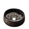 Antique Bathroom Sink Round Bowl Basin Washroom Ceramic Washbasin Balcony Countertop Art Basin with Faucet 6