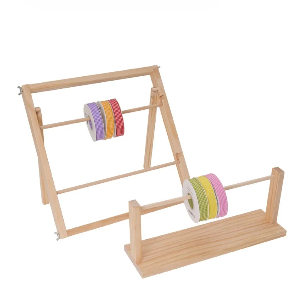 1/2 Tier Wooden Ribbon Spool Rack Embroidery Sewing Thread Holder Tabletop Spool Sewing Thread Organizer Holder Storage