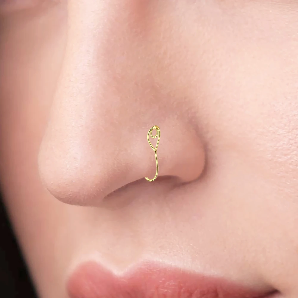 16Pcs/Set Fake Nose Ring Hoop Septum Rings Stainless Steel Lip Ring Earring Faux Piercing Jewelry Non-Pierced Nose Magnetic Stud