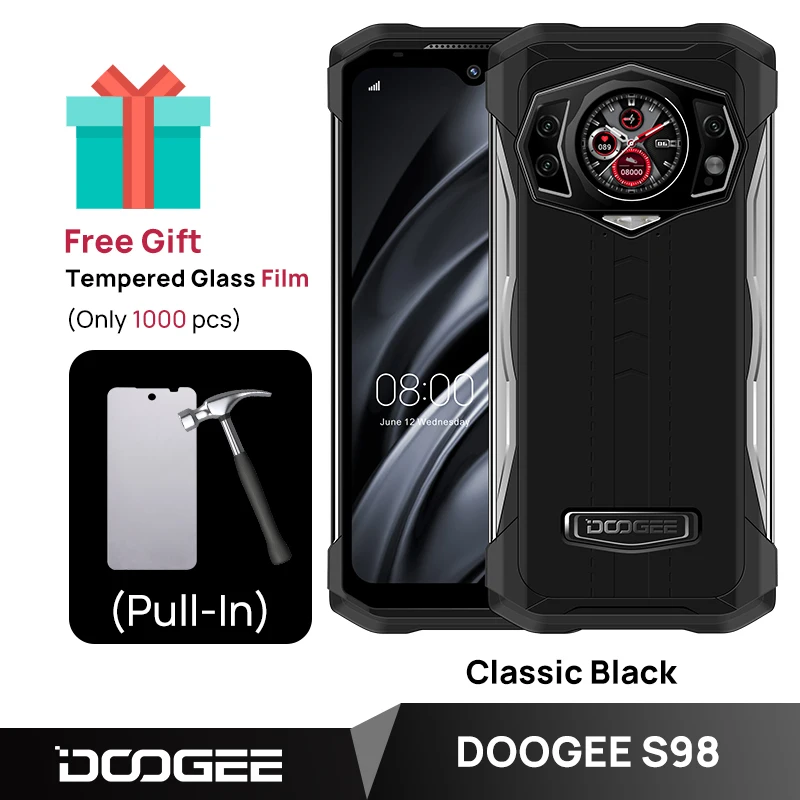 DOOGEE S98 Rugged Phone 8+256GB Android 12.0 6.3"LCD FHD Display Dial Rear Smartphone G96 Octa Core 64MP Camera 6000mAh Phone ram pc 8GB RAM