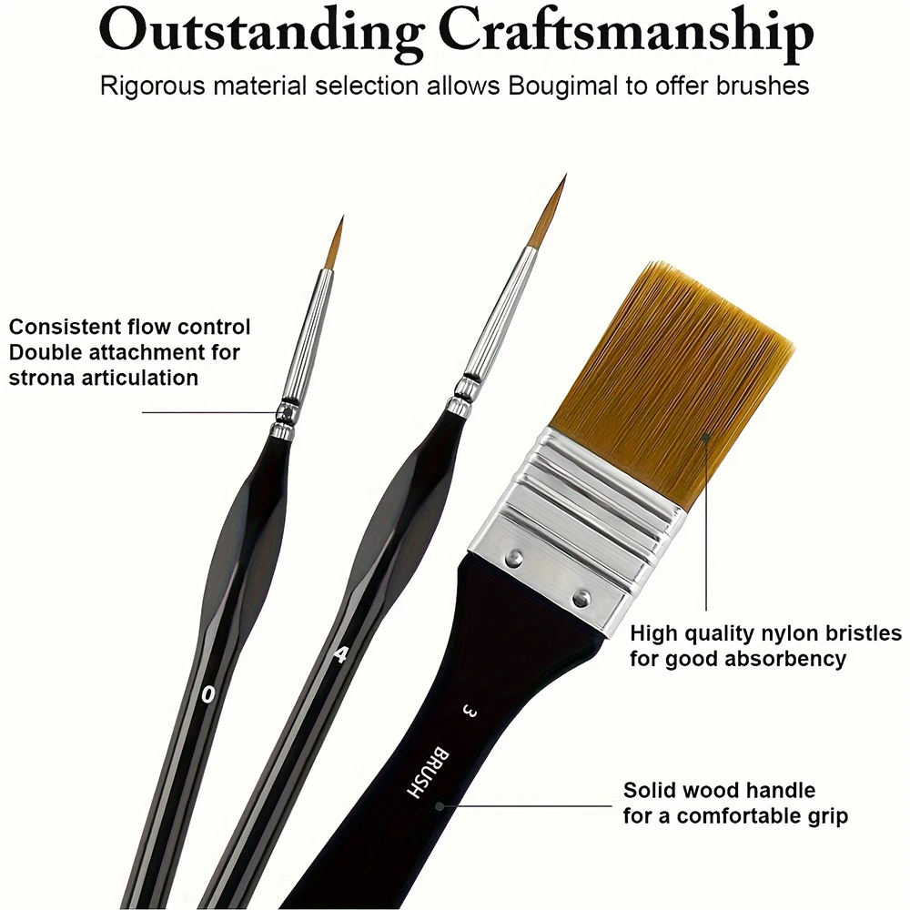 32pcs Paint Brush Set, Artist Series, Nylon Bristles with Round, Filbert, Flat, Fan, Angle, Detail Brush, Suitable for Painting 4