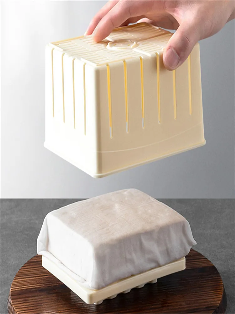 Hot DIY Plastic Tofu Press Mould Homemade Tofu Mold Soybean Curd Making Mold With Cheese Cloth Kitchen Cooking Tool Set