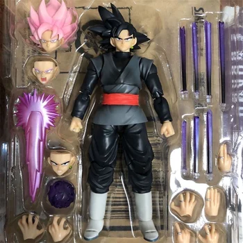 14cm Anime Dragon Ball Black Goku Zamasu Action Figure Super Saiyan Movie Version Dbz Model With Multiple Accessories Toys