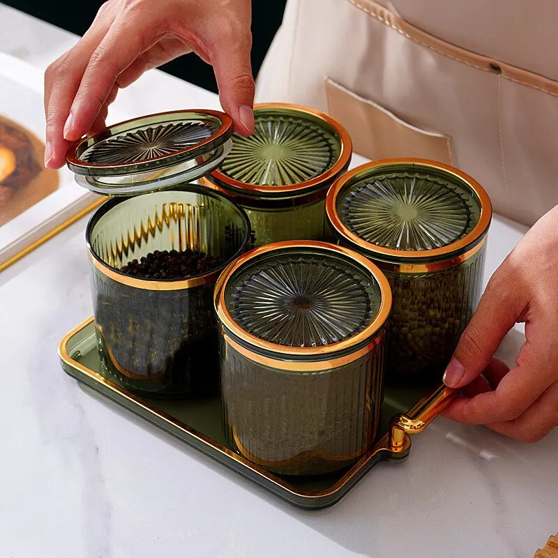 Light Luxury Seasoning Can Household Kitchen Sealed Seasoning Bottle Storage Can food storage can seasoning storage container seasoning jar
