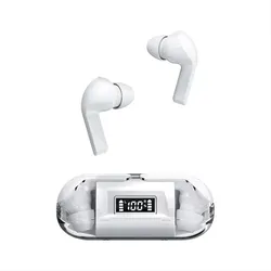 Wireless Bluetooth Earbuds with LED Display - Touch Control, Noise Cancelling, Waterproof Sports & Gaming Headset (White)
