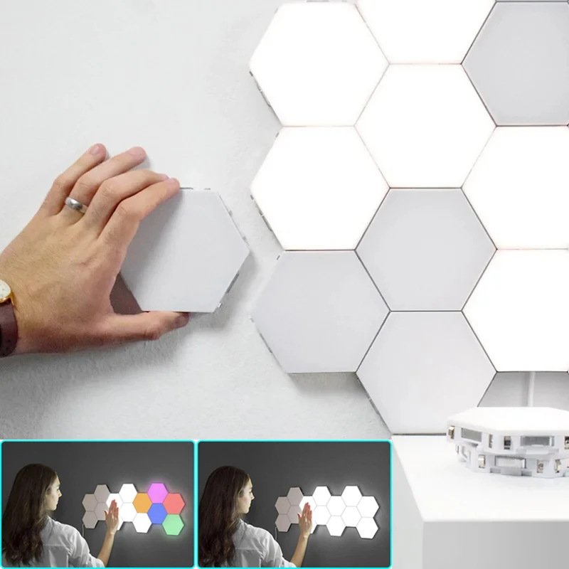 

LED Touch Sensor Night Light Hexagon Quantum Wall Lamp DIY Honeycomb Colorful Atmosphere Lamp For Home Room Decoration Lighting