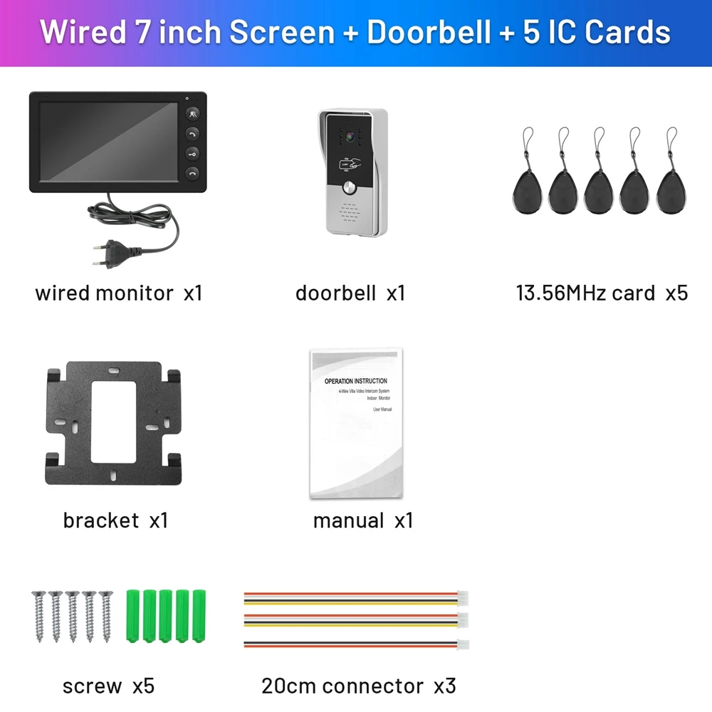 Wired Video Intercom for Home Outdoor Door Phone with Screen 7 Inch Monitor Street Doorbell  RFID Call Panel Open Electric Lock door intercom Door Intercom Systems