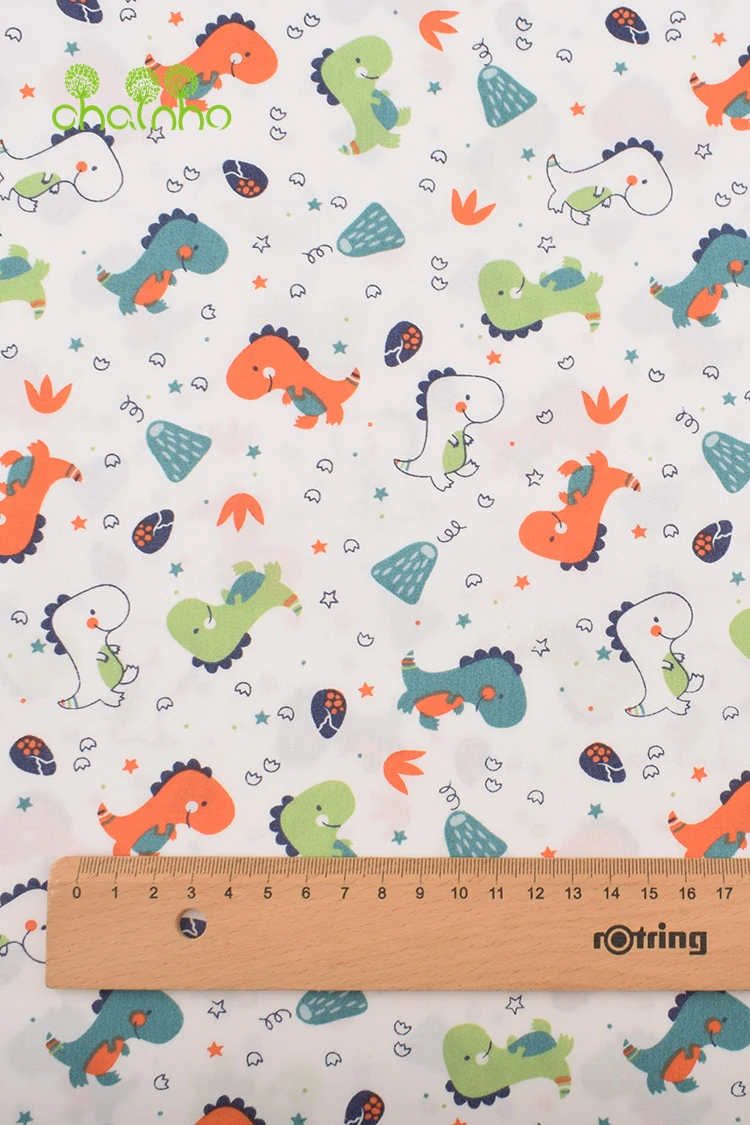 Chainho,Printed Twill Weave Cotton Fabric,DIY Quilting Sewing Material,Home Handmade Textile,Patchwork Cloth,Cartoon Series,25C7