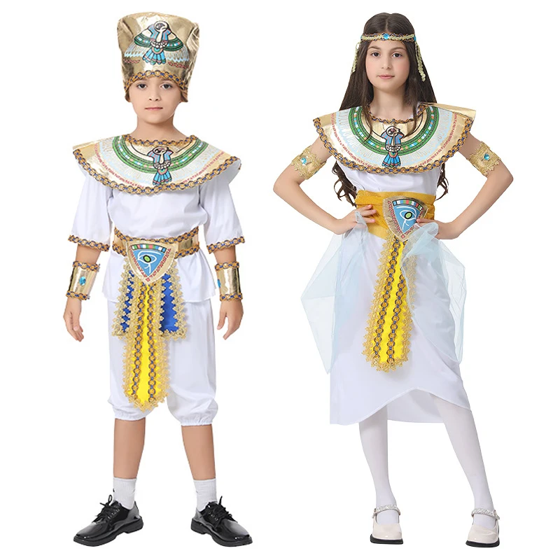 Umorden Adult Kids Egypt Nile Pharaoh Cleopatra Costume for Women Men Boys Girls Family Halloween New Year Party Fancy Dress - Image 4