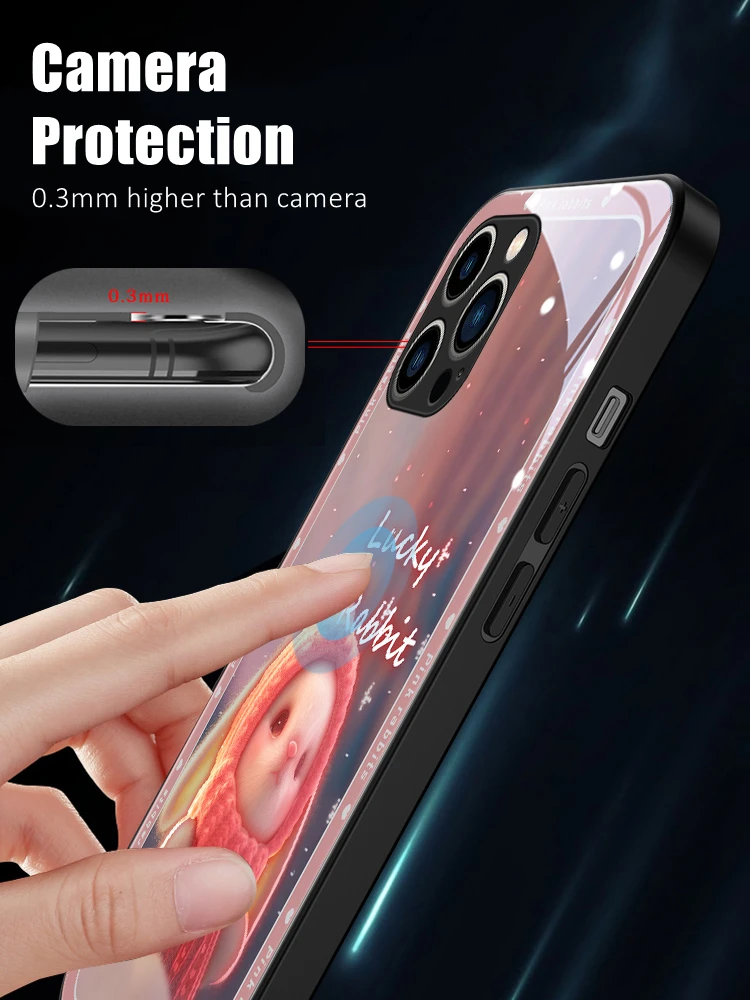 Kawaii Doll LED Light Glowing Luminous TPU Border Tempered Glass Phone Case for Xiaomi 11 12 13 Redmi K40 K50 K60 Pro Lite Ultra