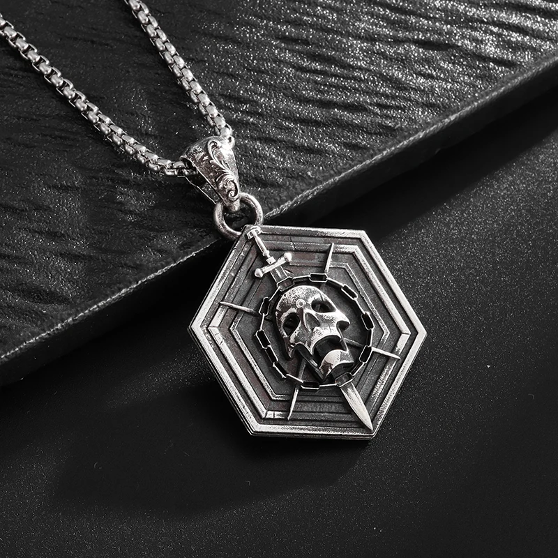

Exquisite Gothic Holy Sword Skull Pendant Necklace for Men Motorcycle Punk Hip Hop Rock Party Street Riding Jewelry Gift