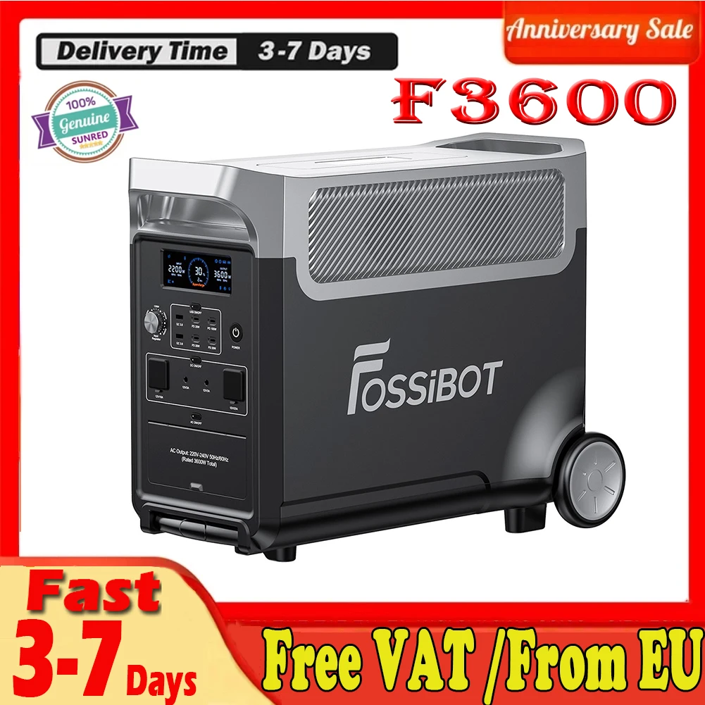 Fossibot F3600 Solar Portable Power Station 3840Wh Lifepo4 Uscita Ca 3600W Ricarica Completa In 1.5 Ore Batteria Portatile Per Camper