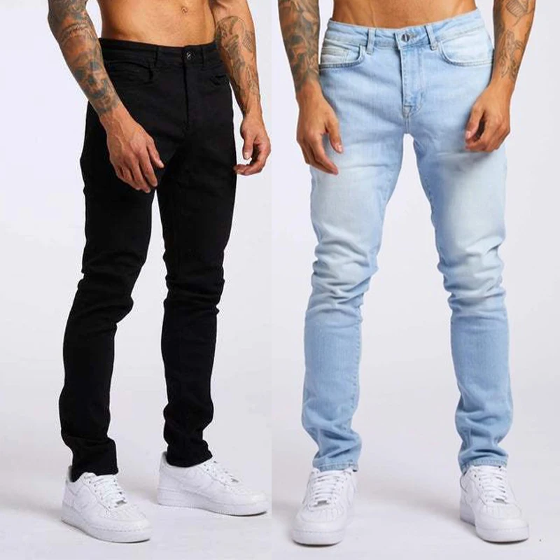 2023 New Men's Black Jeans Solid Stretch Slim Fit Denim Pants Casual SKinny Trousers Streetwear Y2K Pants Men