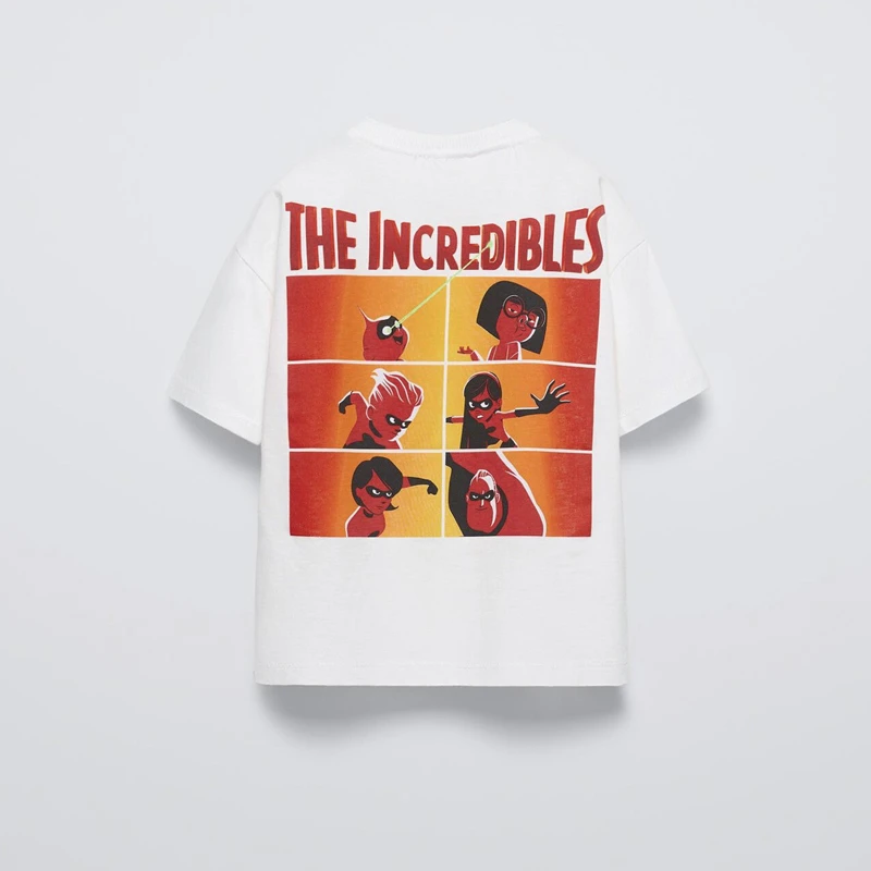 White Printed Cartoon T Shirt 2025 Summer New Kids Clothing Loose Casual Short Sleeve Tees Tops O-neck Baby Boys T-shirts Trendy 6