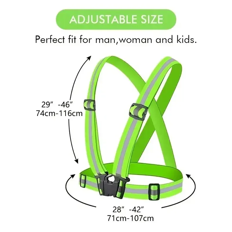 Reflective Safety Vests Lightweight Adjustable Elastic Hi Vis Reflective Strips For Traffic Control Running Cycling Safety Vests