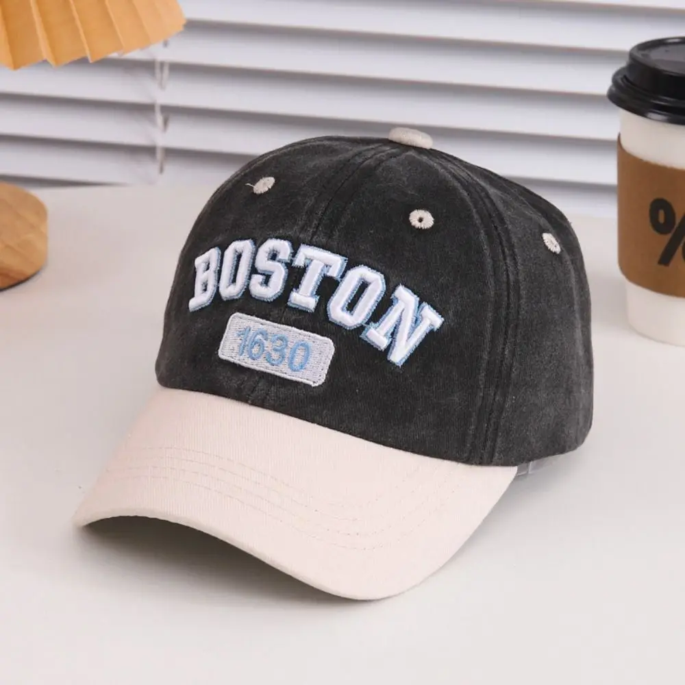 Fashion Patchwork Baby Baseball Hat Cotton Korean Style Letter Peaked Cap Sunscreen Visor Children's Sunhat Travel