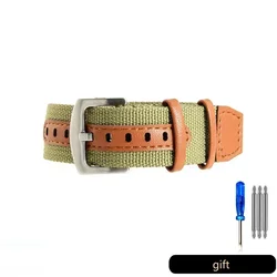 Premium Nylon Watchbands - Waterproof & Breathable Men's Strap - 20mm (Army green - Steel)
