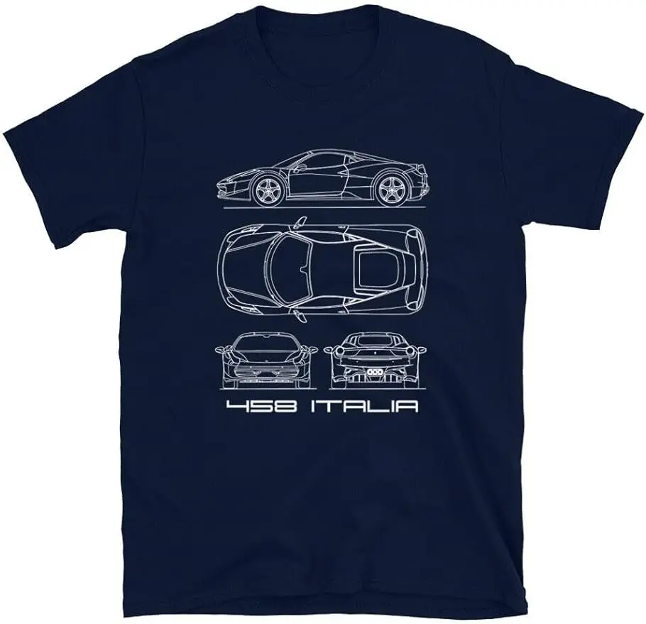 

Italia GT2 F142 Mens T-Shirt Blueprint Italian Sports Race Car Classic Tee Shirt
