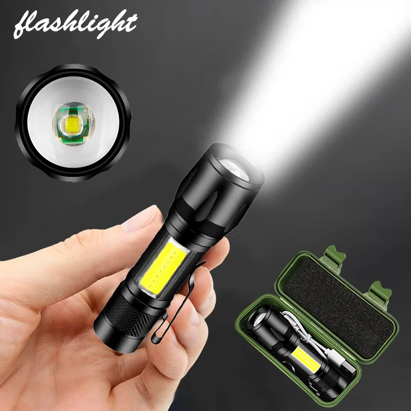 1 2 4pcs Mini LED Flashlight USB Rechargeable Mini Led Flashlight Zoomable High Power Outdoor Camping Portable Light