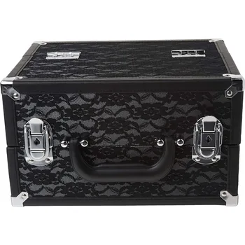 Makeup Organizer Free Shipping Cosmetic Box Cosmetic Storage Case & Organizer 4 Tray Train Case Black Lace Bathroom Organization 3