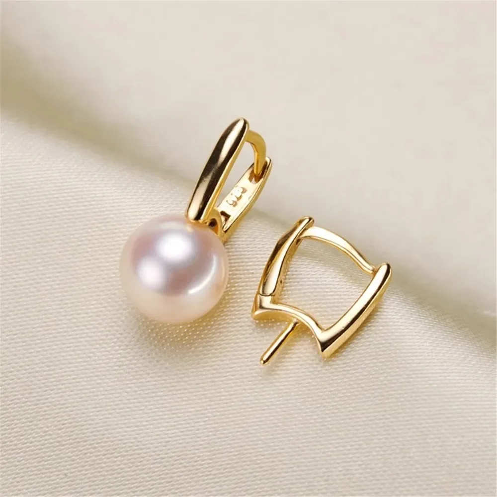 

Pearl Earrings DIY Accessories Empty Holder S925 Sterling Silver Exquisite K Gold Ear Hook Paired Fit 8-10mm Round Pearls E227