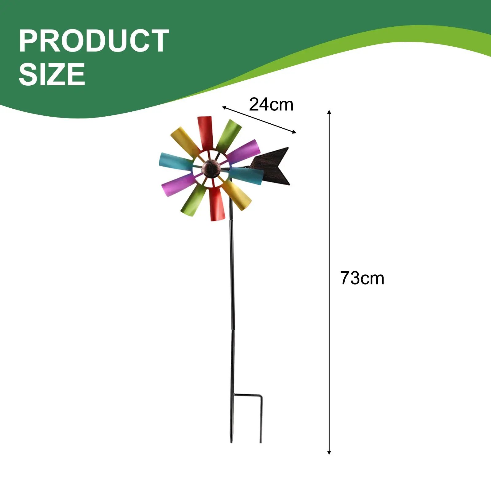 Garden Art Decor Windmill Toys Garden Windmill Wind Spinner Windmill Bird Repellent 73cm Metal Pinwheels Outdoor Ornaments Garden Stake 360 Degree Rotating Windmill Lawn