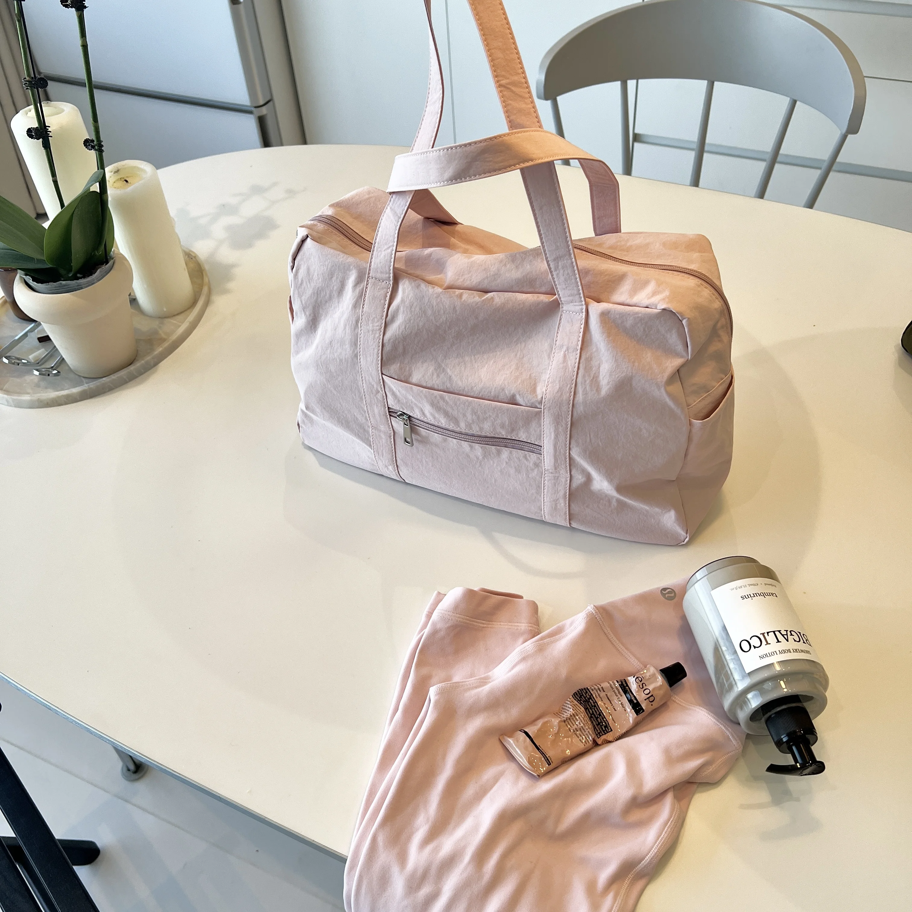Lulu Pink Same Sle Youth Sunshine Large Capaci Tote Lightweight Nylon Travel Sports Fitness Bag Three