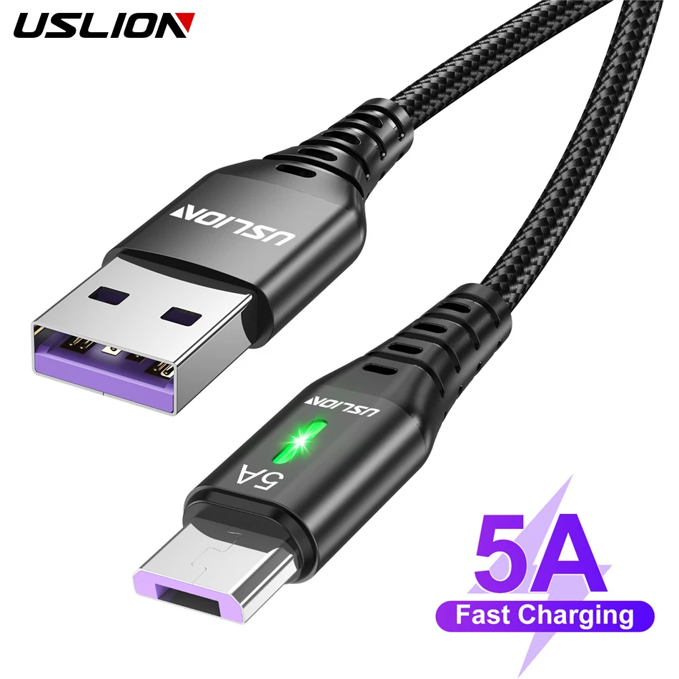 USLION 5A USB Micro Cable Fast Charging Micro USB Wire Super Fast Charger Micro Android Data Cord For Xiaomi Redmi  LED Lighting