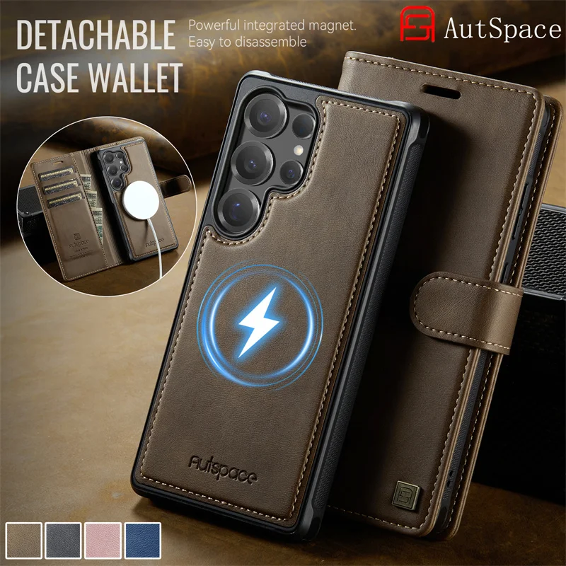 MagSafe Magnetic Flip Leather Phone Case with Wireless Charging and Wallet Card Feature