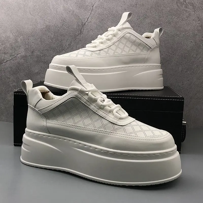 Spring Autumn Light Breathable White Casual Sneakers Fashion Round Toe Thick Bottom Business Driving Walking Loafers V12 3