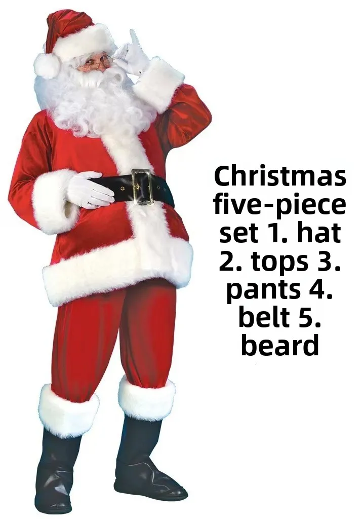 Plus Size Classic Santa Claus Costume Deluxe Full Set Adult Christmas Suit