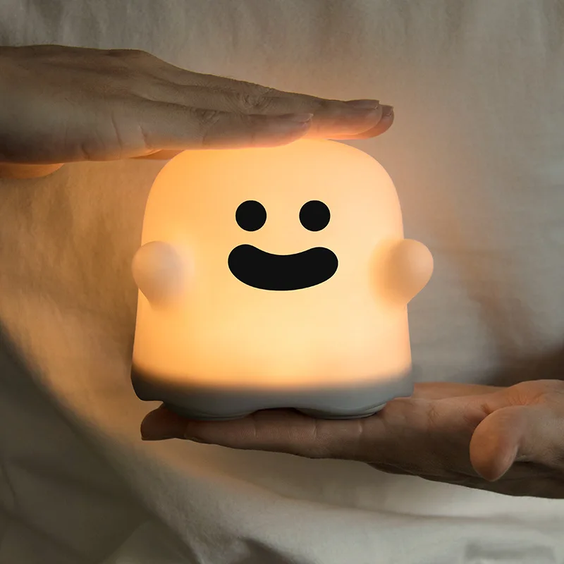 Ghost Night Light USB Rechargeable Infinitely Dimmable Timer Light Children's Bedside LED Eye Care Companion Sleep Light