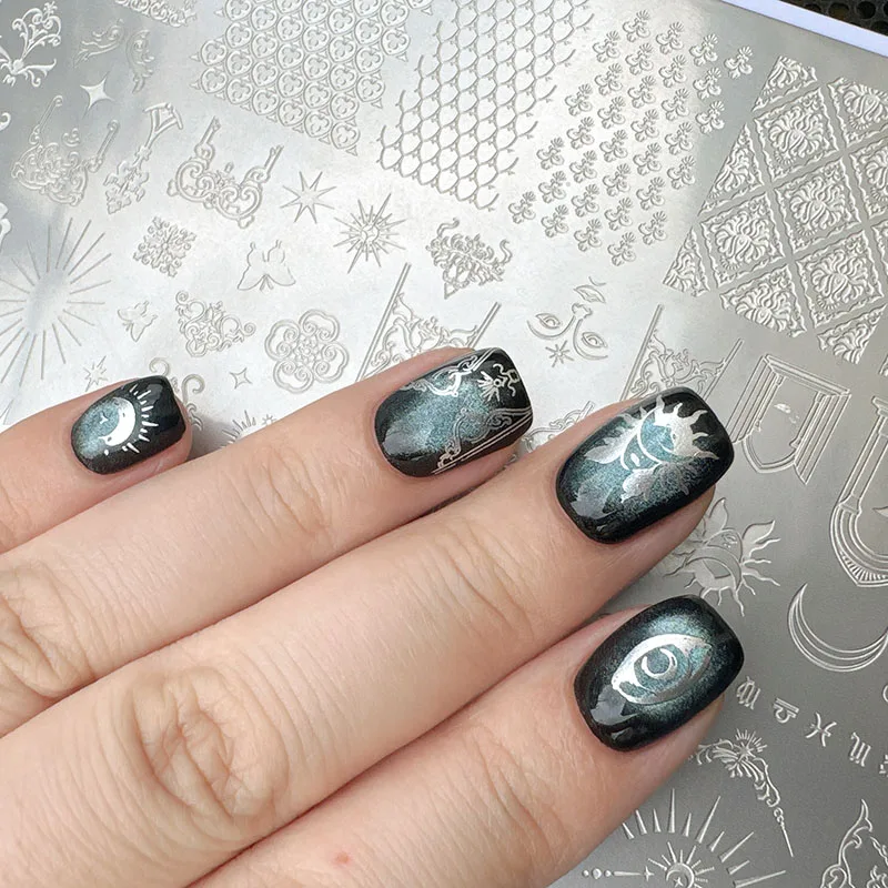 XMQ 네일 아트 스탬핑 플레이트 레이스 꽃 템플릿 이미지 플레이트 도구