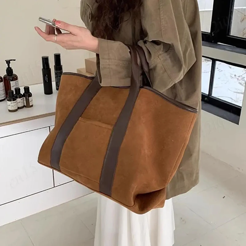 Vintage Suede Large Capacity Handbag Simple All-match Fashion Tote Bags Design Casual Top Handle Shoulder Bag For Women 2026