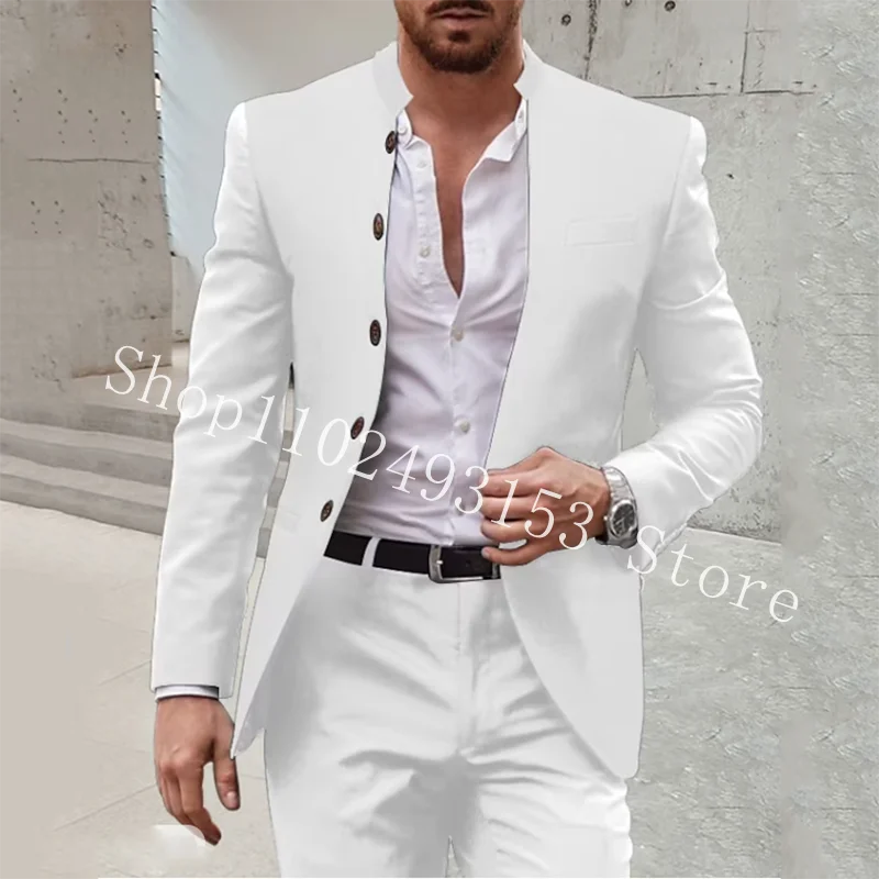 Black Men Suits Casual 2 Pieces Suits Jacket Slim Fit Best Men Groom Wedding Party Tuxedos Blazer Pants Costume Homme Mariage