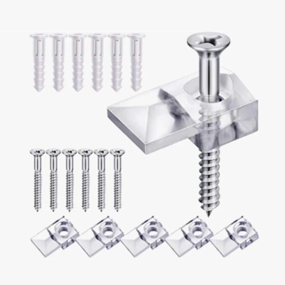 Corner Knob Holder Clips 20 Sets Clips Kit Crystal Clear Mirror Clip Of Mirror Holder Plastic Reliable Transparent 3