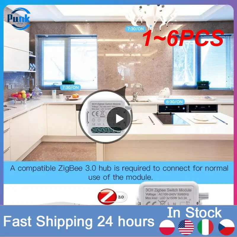 

1 ~ 6 шт., коммутационный модуль Tuya Smart 3,0, 10 А, выключатель для умного дома, 1, 2, 3, 4 клавиши, поддержка 2-стороннего управления, работает с Alexa