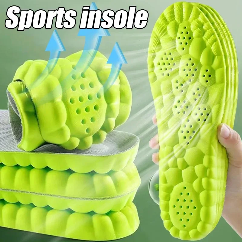 4D Sport Insoles Soft Breathable High-elasticity Shock Absorption Running Shoe Pad for Men Women