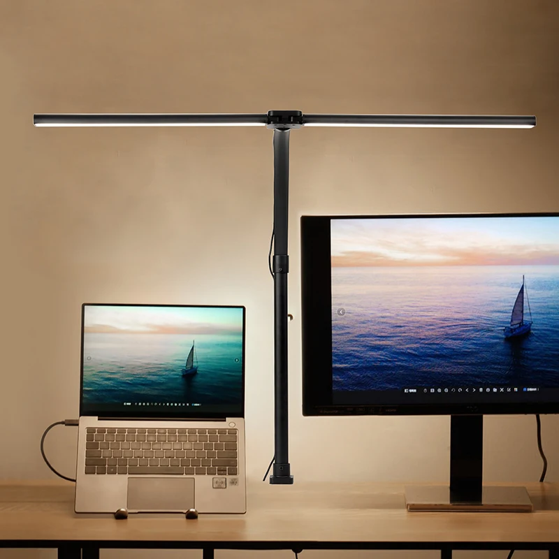 

Double Head LED Clip Remote Control Desk Lamp Architect Table Lamp for Home Office Lighting 5 Color Modes and 5 Dimmable