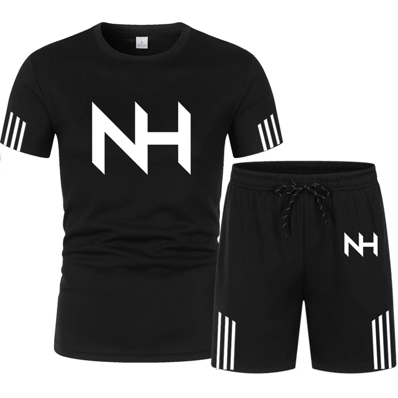 Conjunto de camiseta de manga corta y pantalones cortos para hombre, chándal  transpirable de verano para correr, traje deportivo| | - AliExpress