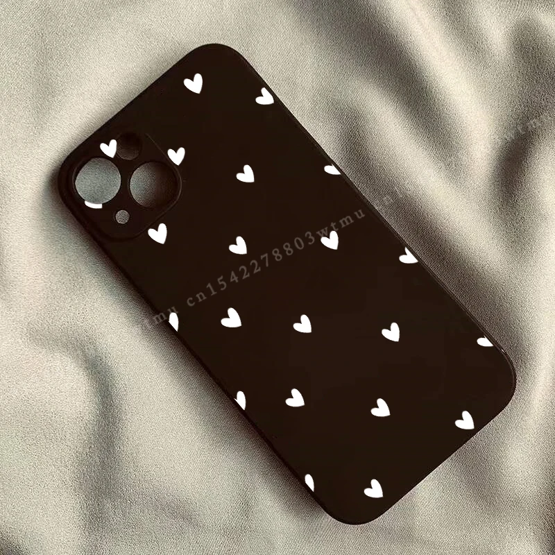Chic Black Love Heart Graphic Silicone Phone Case - Soft Bumper Cover