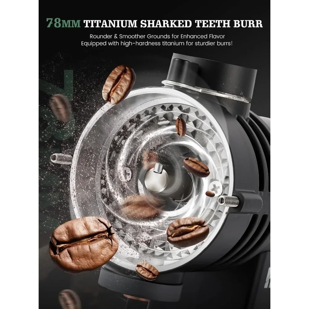 Electric Coffee Grinder Electric Stainless Steel Burr with Precise Grind Settings Adjustable Coffee Bean Grinder